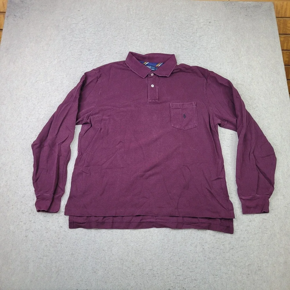 Vintage Polo Ralph Lauren Shirt Mens XL Maroon Long Sleeve Preppy Pocket Pony